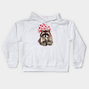 Cute Raccoon Blowing Kisses Animal Humor Kids Hoodie